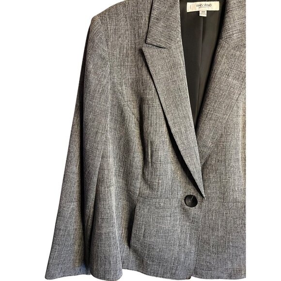 Jones studio separate gray 18 W blazer long sleeve 1 button pocket collar - Picture 2 of 13